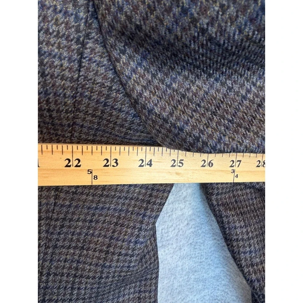 Vintage Blazer Sport Coat Jacket Izod Wool 48L Blue Gray Brown Plaid Houndstooth